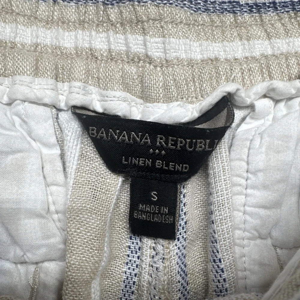 Banana‎ Republic Linen Stripe Wide Leg Pants Small Coastal Resort Beachy Chic